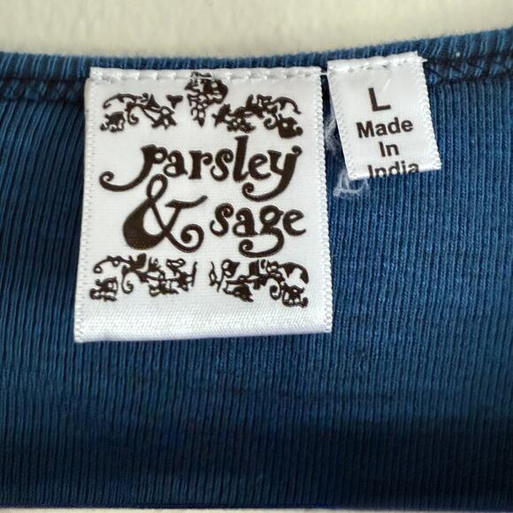 PARSLEY & SAGE | Blue Cotton Jersey Tunic Dress Artwear Art to wear | Large - Picture 3 of 7